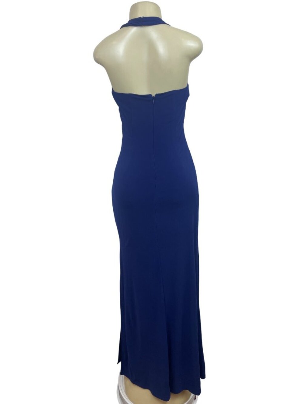 Laundry By Shelli Segal Womens Blue Polyester Spandex Halter Maxi Dress Size 4 - Picture 4 of 12